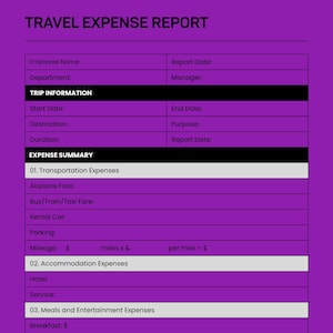 Travel Expense Report Template Canva Editable Business Travel Tracker
