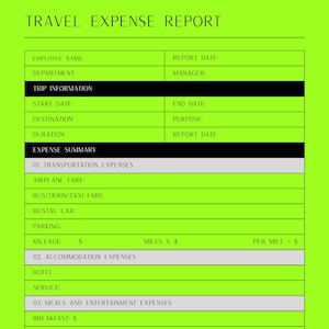 Travel Expense Report Template Canva Editable Business Travel Tracker