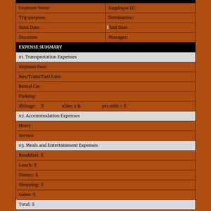 Travel Expense Report Template Canva Editable Business Travel Tracker