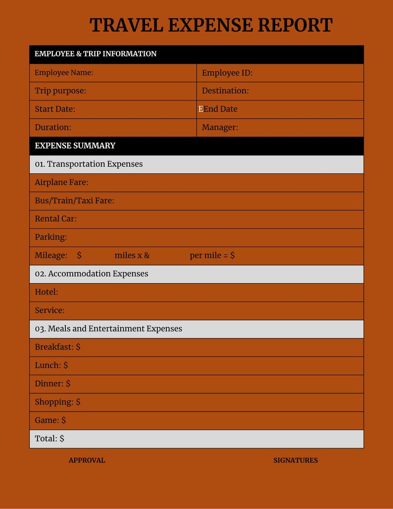 Travel Expense Report Template Canva Editable Business Travel Tracker
