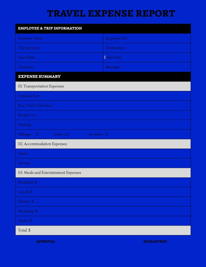 Travel Expense Report Template Canva Editable Business Travel Tracker