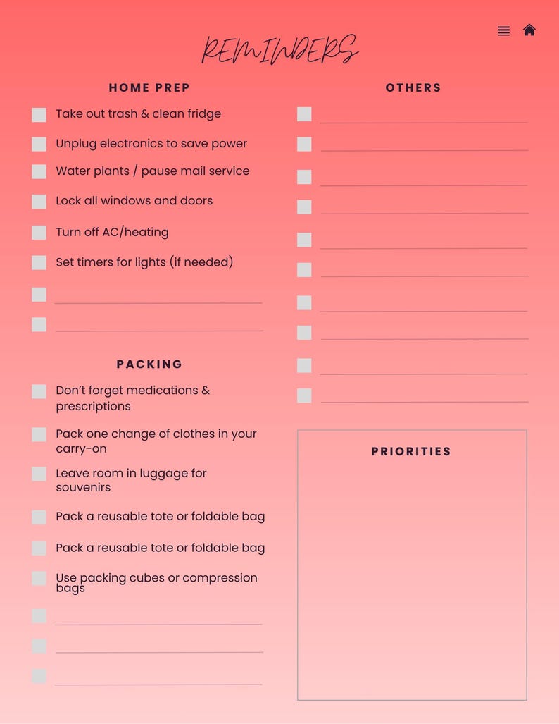 Travel Packing List Template | Printable Travel Plan | Editable ...