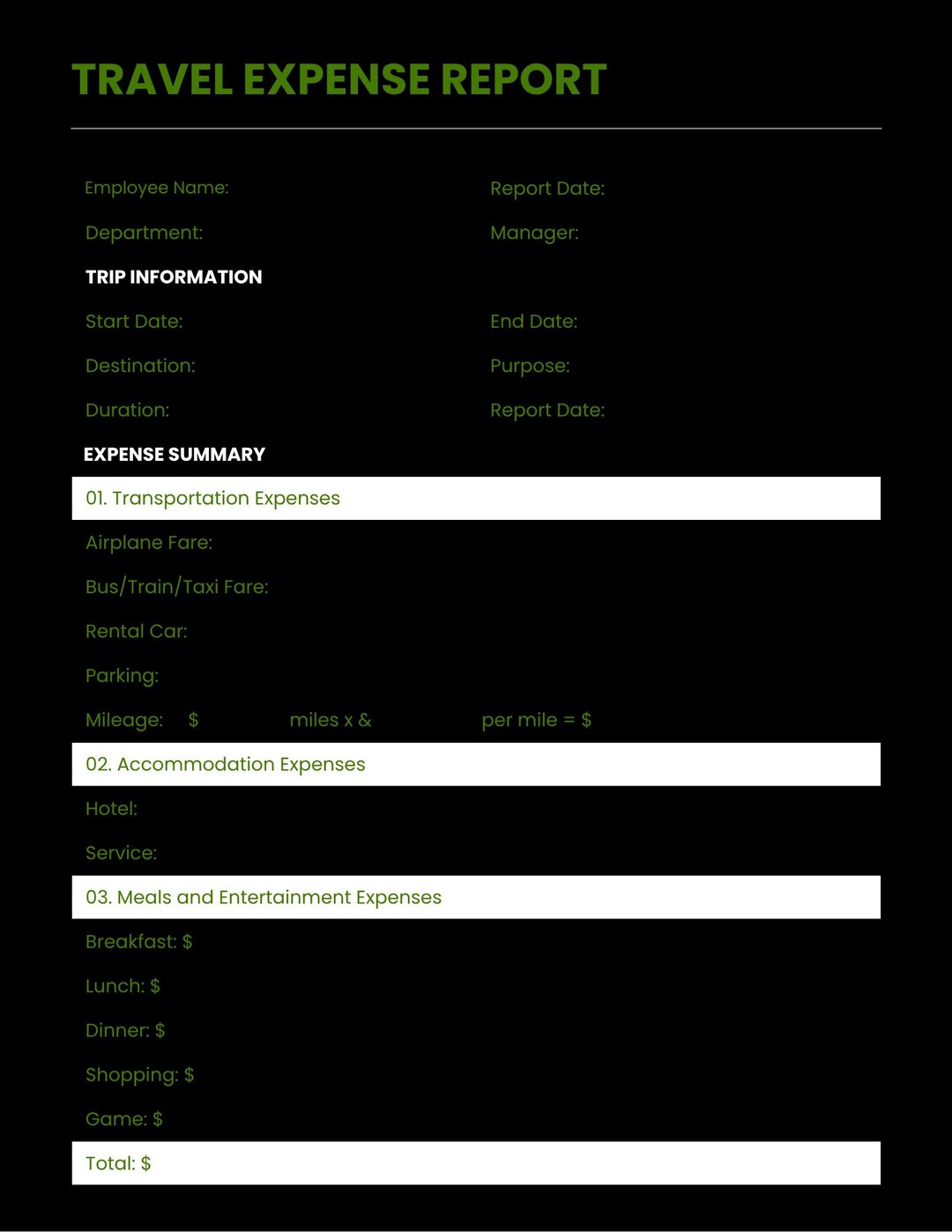 Travel Expense Report Template Canva Editable Business Travel Tracker