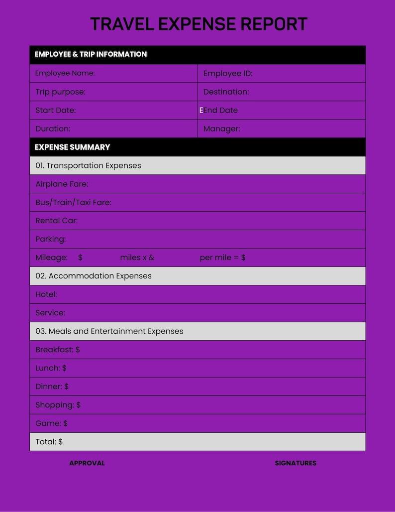 Travel Expense Report Template Canva Editable Business Travel Tracker