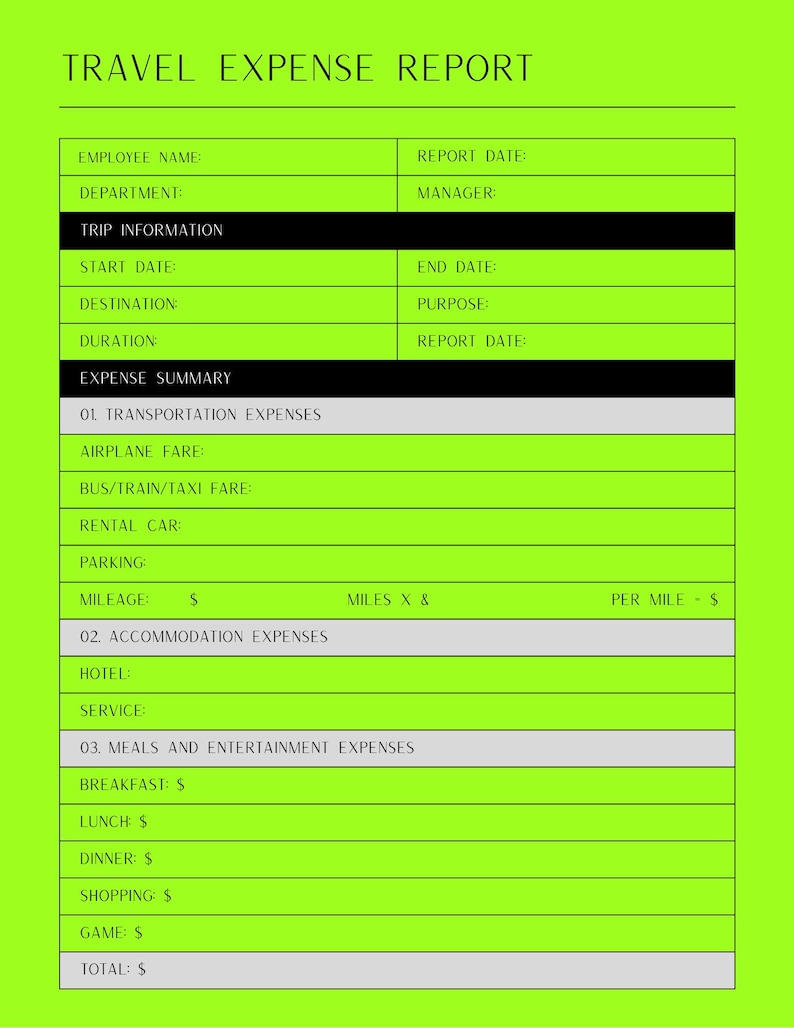 Travel Expense Report Template Canva Editable Business Travel Tracker