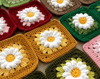 Daisy Granny Square Motif Pattern  - Beginner Friendly PDF