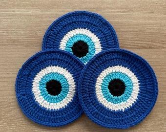 Crochet Coaster Pattern Evil Eye Bead