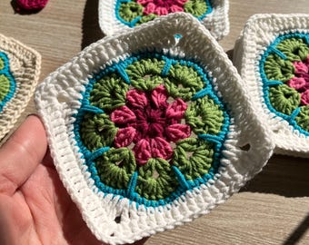 African Flower Granny Square Pattern Beginner Friendly