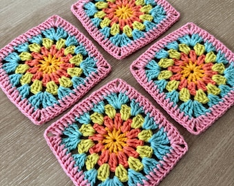 Granny Square Pink Motif Crochet Pattern