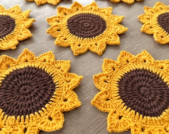 Sunflower Crochet Coaster Pattern- Beginner Friendly PDF