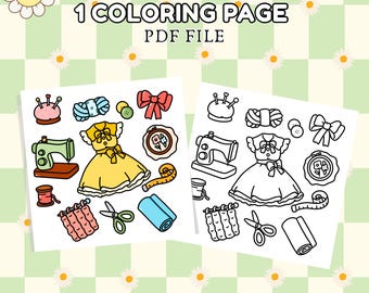 Sewing Doodle Coloring Sheet (Instant Download)