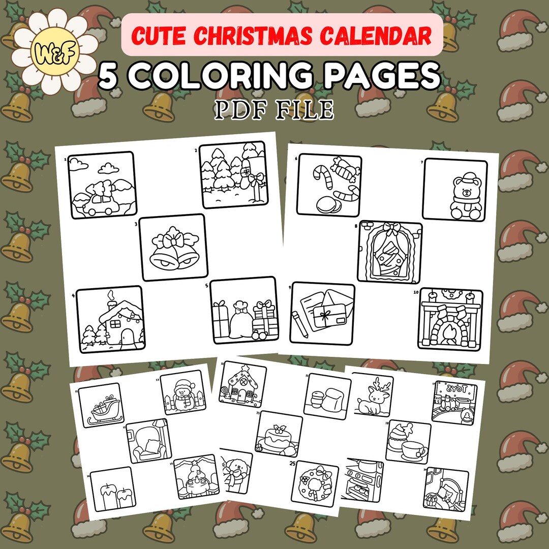 Illustrated Christmas Countdown Calendar | Holiday Coloring Pages ...