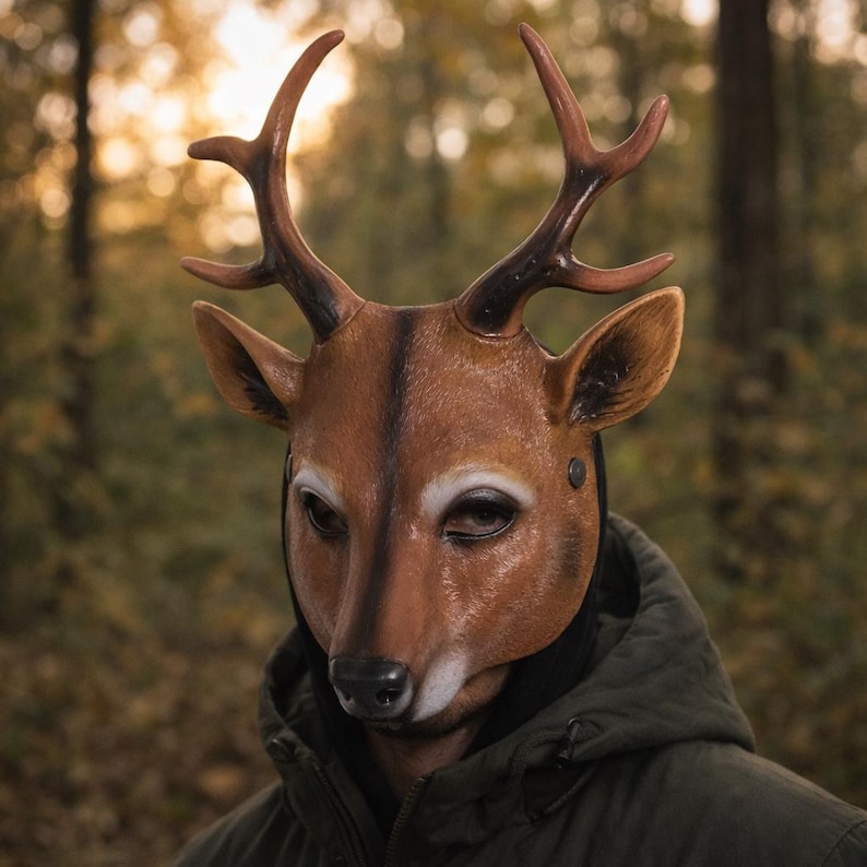 Handcrafted Deer Antler Mask - Realistic Animal Design for Cosplay ...