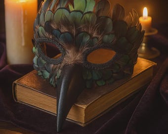 Handcrafted Feather & Flower Masquerade Mask — Venetian Style Costume Mask for Halloween  Party Cosplay  Weddings