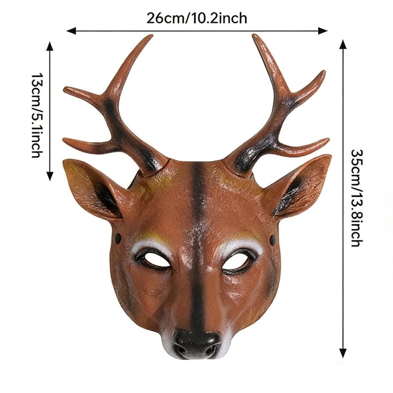 Handcrafted Deer Antler Mask - Realistic Animal Design for Cosplay ...