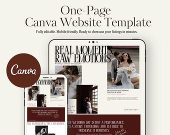 Wedding Photographer Website Template Canva | Editorial Luxury Design (Digital Download