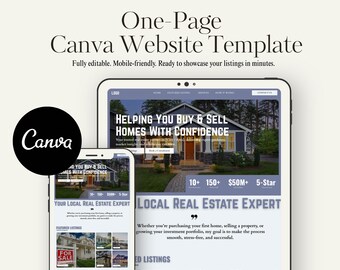 Realtor Website Canva Template | One Page Property Listing Design (Digital Download