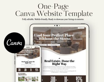 Realtor Website Canva Template | One Page Property Listing Design (Digital Download)