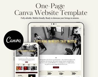 Canva Photography Website Template | Minimalist Portfolio Design (Digital Download)
