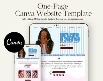 Nail Tech Canva Website Template | Feminine Beauty Website (Digital Download)