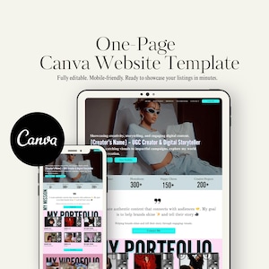 UGC Creator Portfolio Website Template | Content Creator Website | Influencer Media Kit & Portfolio | Canva Editable Website