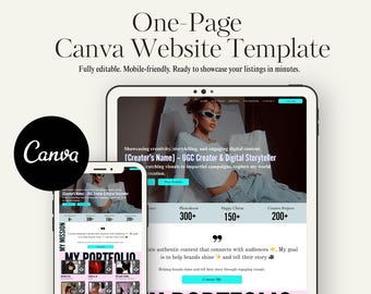 UGC Creator Portfolio Website Template | Content Creator Website | Influencer Media Kit & Portfolio | Canva Editable Website