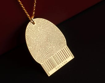 Personalized Fingerprint Necklace, Sterling Silver Memorial Keepsake, Valentine's Day Gift
