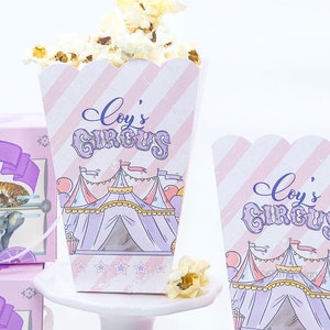Pink Pastel Circus Popcorn Favor Boxes | Carnival Birthday Party | Carnival Popcorn Boxes | Circus Popcorn Boxes | Circus Theme Favors