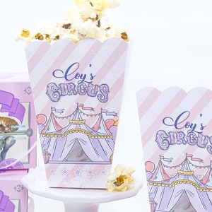 Pink Pastel Circus Popcorn Favor Boxes Carnival Birthday Party Carnival Popcorn Boxes Circus Popcorn Boxes Circus Theme Favors image 1