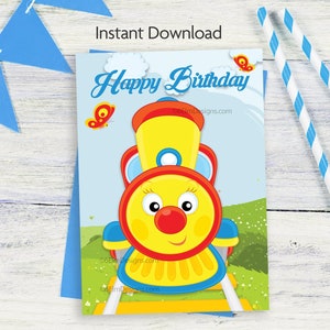 Printable Happy Birthday Zug Junge Sofort Download Geburtstagskarte für kleine Jungen