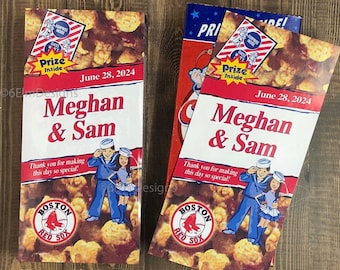 Cracker Jack Labels, Custom Cracker Jack Stickers for Weddings, Baseball Cracker Jacks, Engagement Parties, Baseball ThemeBaby Showers