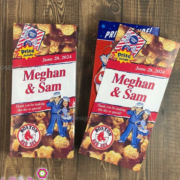 Cracker Jack Labels, Custom Cracker Jack Stickers for Weddings, Baseball Cracker Jacks, Engagement Parties, Baseball ThemeBaby Showers