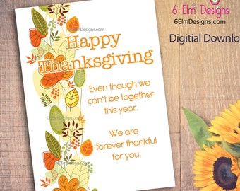 Instant Happy Thanksgiving Greeting Card, Downloadable Thanksgiving Card for family, Print at home Happy Thanksgiving Card