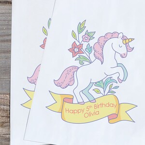 Unicorn Birthday Party Favor Bags Personalized