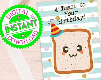 Digital Birthday Card - Instant Print At Home Card for Toasting Your Special Day