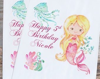 Mermaid Birthday Theme Favor Bags Blonde Under the Sea