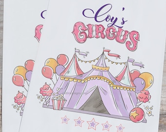 Girls Pastel Pink Circus Tent Carnival Party Favor Bags | Circus Party Favors, Popcorn Bags, Carnival Birthday, Girls Circus