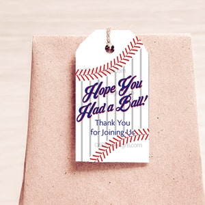 Hoffe, Sie hatten einen Ball Streifen Digitaldruck zu Hause Tags, Baseball Geburtstag Goody Bag Tag, Baseball Hochzeit druckbare Tags