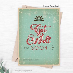 Carte de vœux instantanée Get Well Soon, carte téléchargeable Get Well Soon pour homme, impression à la maison Get Well Soon pour homme