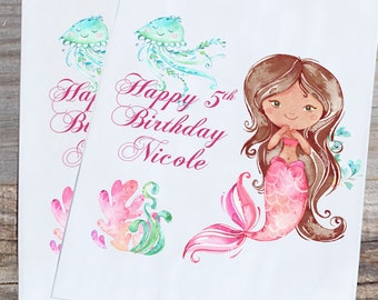 Mermaid Birthday Theme Favor Bags Brunette Under the Sea