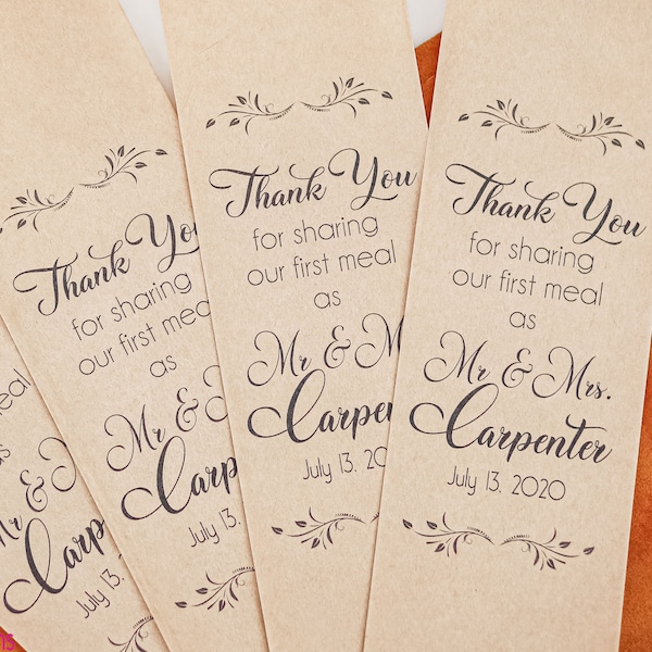 Thank You for Sharing Our First Meal Together Wedding Silverware Utensil Flatware Bags