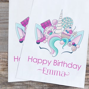 Unicorn Birthday Candy Favor Bags Purple and Mint