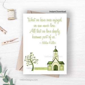 Printable Sympathy Card, Instant Download Sympathy Greeting Card Condolence Card, Helen Keller Quote image 1