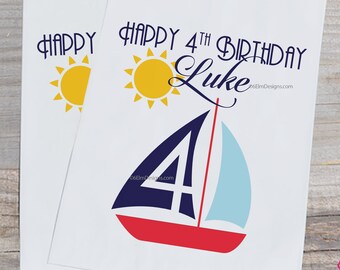 Sailboat Nautical Paper Party Favor Bags | Candy Bags | Popcorn Bags | Candy Buffet Bags | Goodie Bags | Sailboat Birthday | Nautical Bags