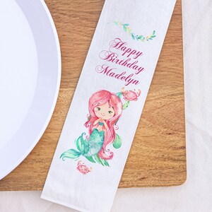 Mermaid Birthday Silverware Bags Utensil Flatware Bags Red Hair Under the Sea