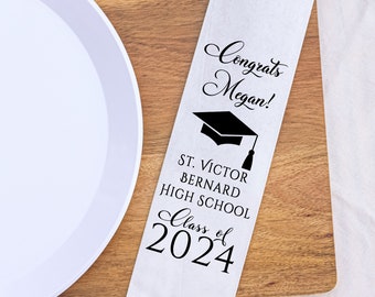 Class of 2024 Graduation Party Silverware Utensil Flatware Bags Pouches, School Name and Graduates Name