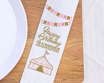 Birthday Pink and Gold Circus Carnival Tent Silverware Utensil Flatware Bags