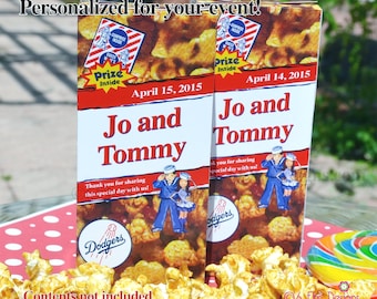 Personalized Cracker Jack Boxes for Baseball Wedding Favors