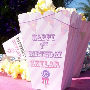 Carnival Popcorn Boxes | Girls Birthday Circus Theme Favors | Carnival Favors | Movie Night Popcorn Box | Carnival Theme Birthday | Bunting