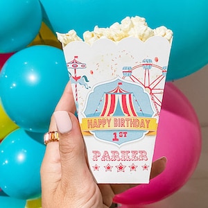 Circus Popcorn Boxes | Carnival Birthday Party | Carnival Popcorn Boxes | Favor Boxes | Girls Circus Birthday | Pink Circus Tent | Bar